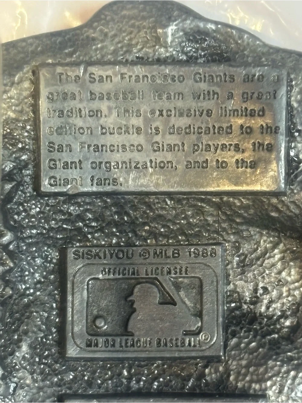 San Francisco Giants Belt Buckle - Orange and Gunmetal